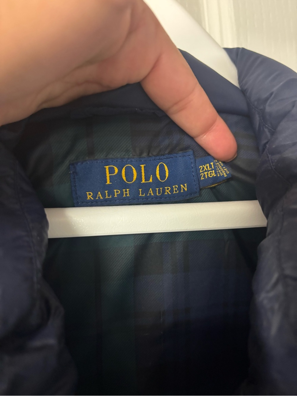 Polo by Ralph Lauren Navy Puffer Jacket with Plaid Lining
